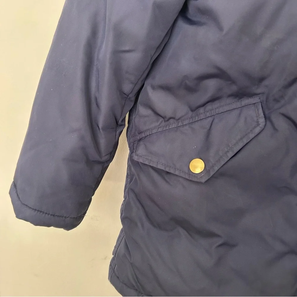 JCrew Crewcuts Boys Navy Fishtail Parka Coat Jacket Fur Size 6-8